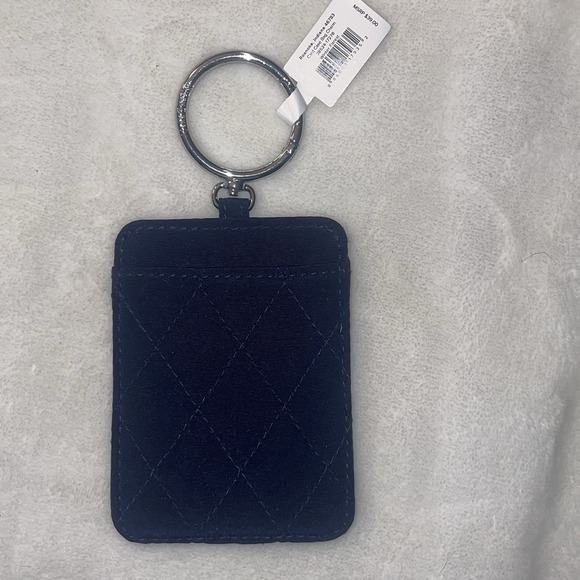 Vera Bradley WINTER FOREST Card Case Bag Charm- Embroidered Birds Navy Blue - Picture 3 of 6